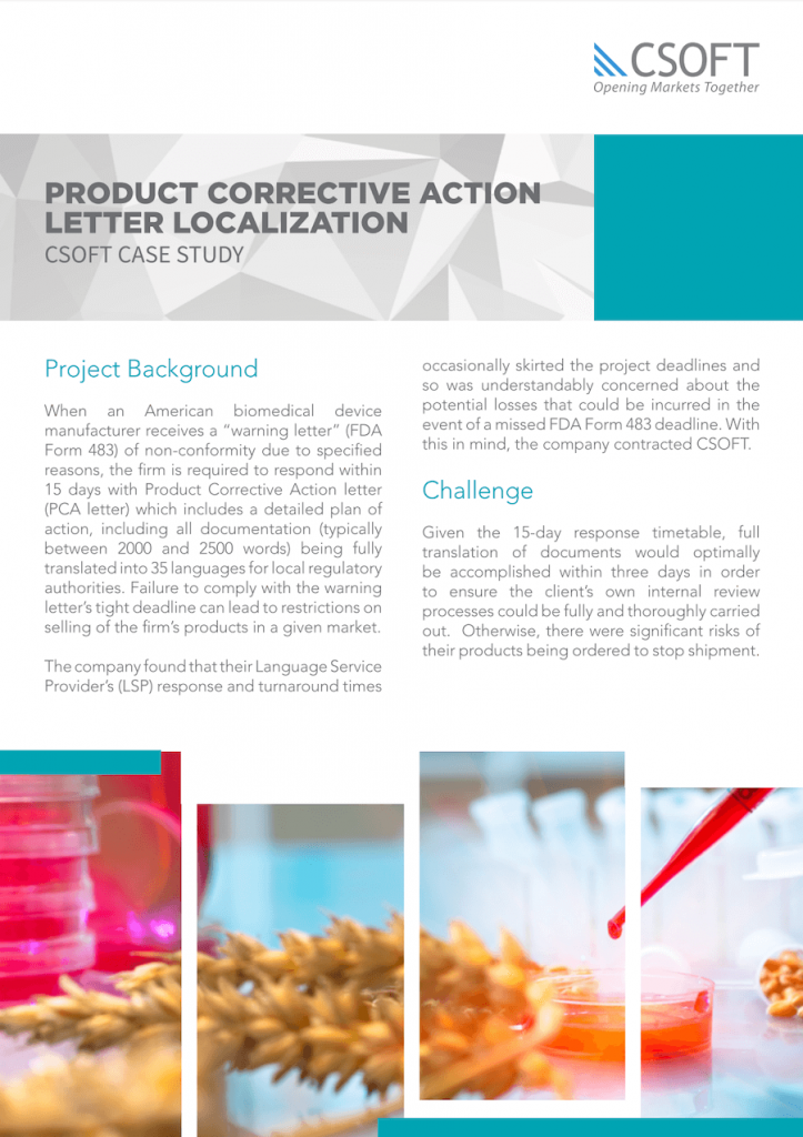 product correction action letter localization case study